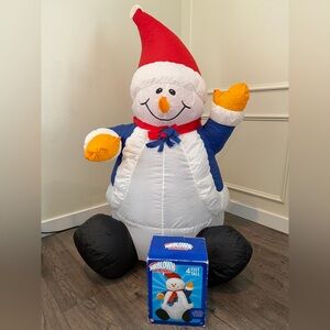 2004 Gemmy Airblown Inflatable Snowman 4 Foot Tall w/ Box - Tested